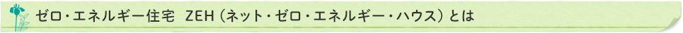 ゼロ・エネルギー住宅 ZEH（ネット・ゼロ・エネルギー・ハウス）とは